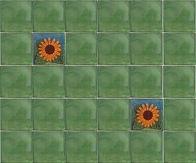 Fine Crafts Imports 6x6 4 pcs Green Talavera Mexican Tile