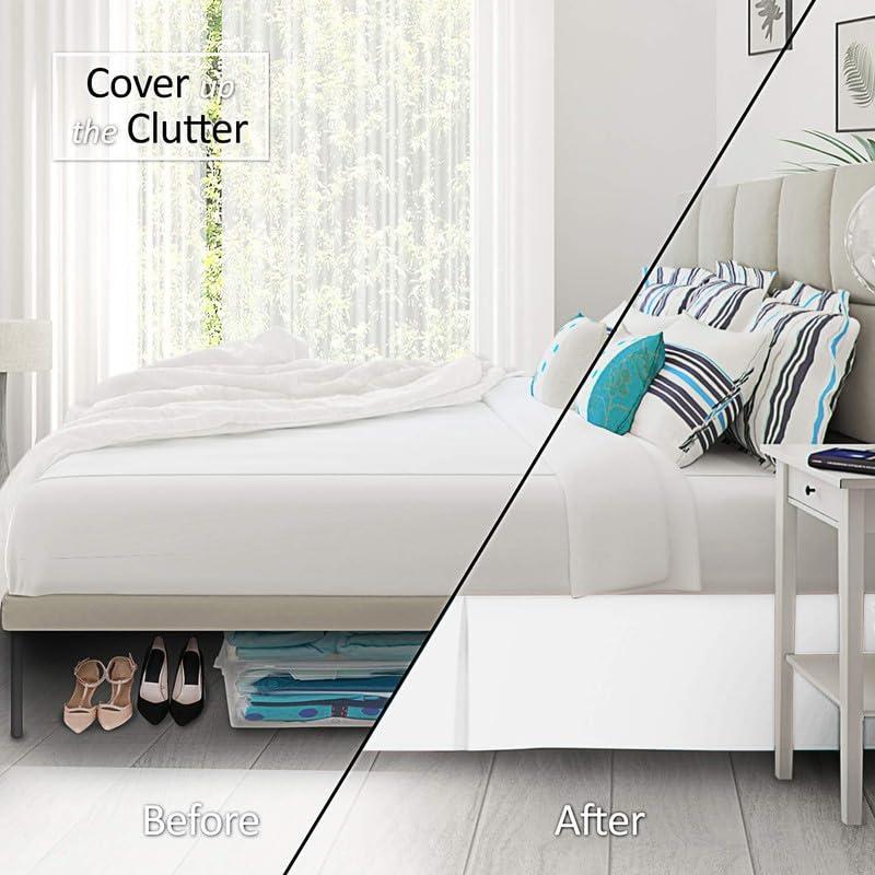 British-Linen British-Linen Full-XXL (54 x 84) Inch Pleated Bed Skirt - Bed Frame & Box Spring Cover - 16 Inch Tailored Drop, 100% Microfiber Pleated Dust Ruffle - Easy Fit & Wrinkle Free - Black Solid.