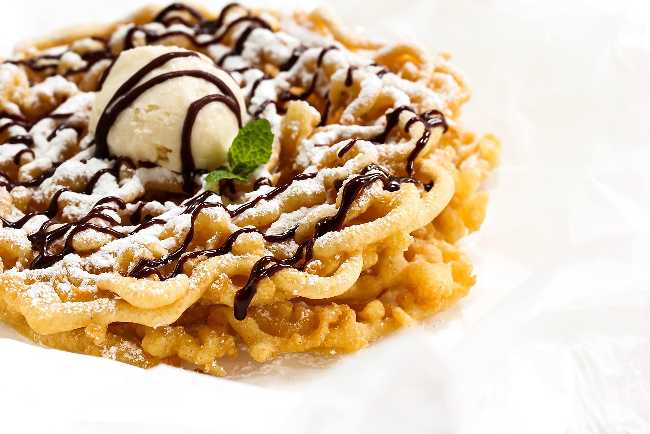 Xcell International Fun Pack Foods - Carnival Funnel Cakes Deluxe Kit - Includes (2) Original Funnel Cake Mixes, Pitcher, Fry Ring & Cooking Tongs