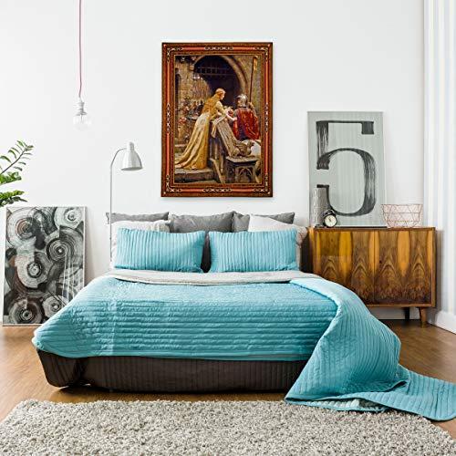 Fine Art Tapestries Godspeed by Edmund Blair Leighton | Woven Tapestry Wall Art Hanging | Medieval Lady with Arthurian Knight | 100% Cotton USA Size 53x40