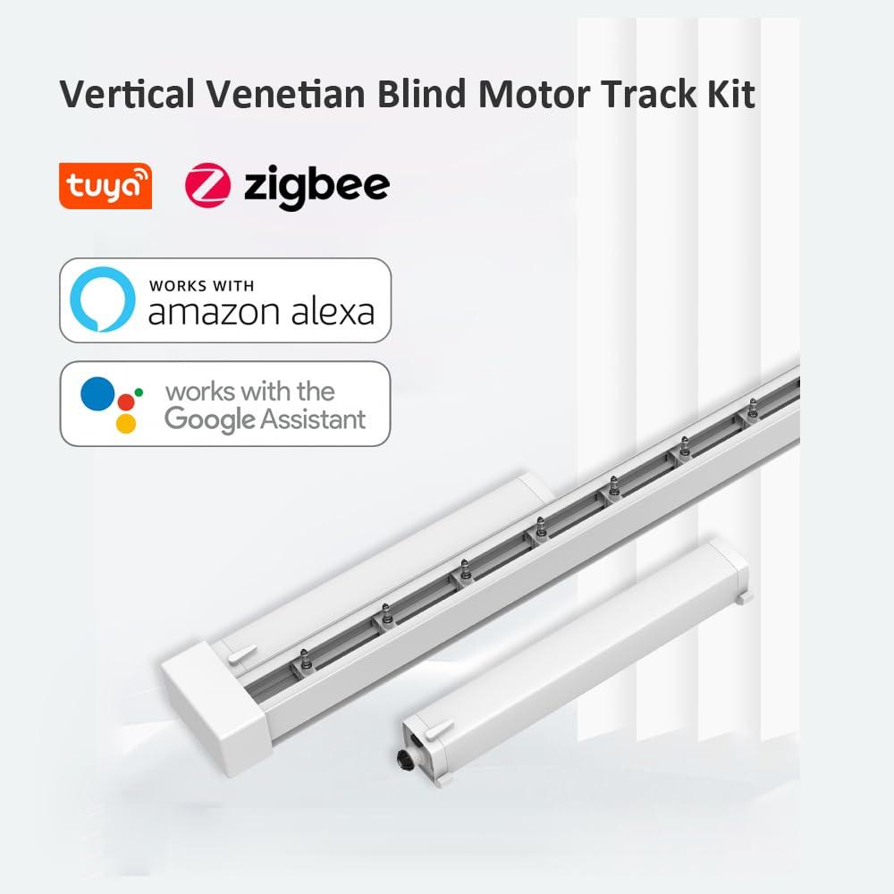 SIXIN Tuya Smart Motorized Vertical Blinds Motor & Track,Smart Motorized Curtains, 180 Rotation, Compatible with Google Assistant & Amazon Alexa (ZigBee Motor - 5M (196.9in) Track)