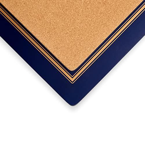Pimpernel Pimpernel Classic Midnight Blue Collection Placemats | Set of 4 | Heat Resistant Mats | Cork-Backed Board | Hard Placemat Set for Dining Table | Measures 15.7” x 11.7”