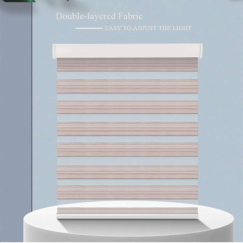 getopblinds Custom Size Blackout Zebra Blinds for Room Darkness - Horizontal Window Blinds and Shades - Roller Shades - Easy to Install.[95% Darkness Grey, Size 53" W x 76" H]