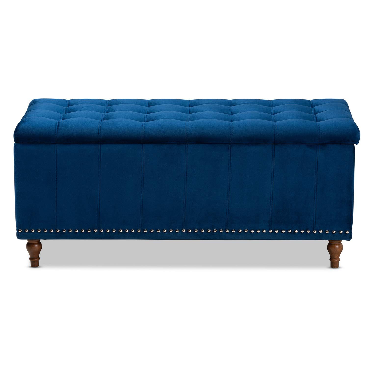 Baxton Studio Baxton Studio Kaylee Modern and Contemporary Navy Blue Velvet Fabric Upholstered Button-Tufted Storage Ottoman Bench
