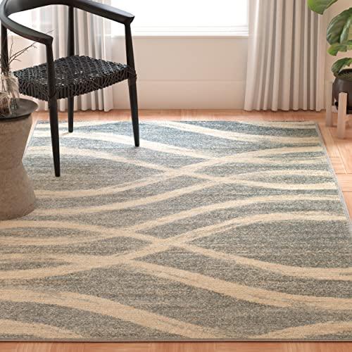 Safavieh SAFAVIEH Adirondack Collection Accent Rug - 3\' x 5\', Cream & Slate, Modern Wave Distressed Design, Non-Shedding & Easy Care, Ideal for High Traffic Areas in Entryway, Living Room, Bedroom (ADR125T)