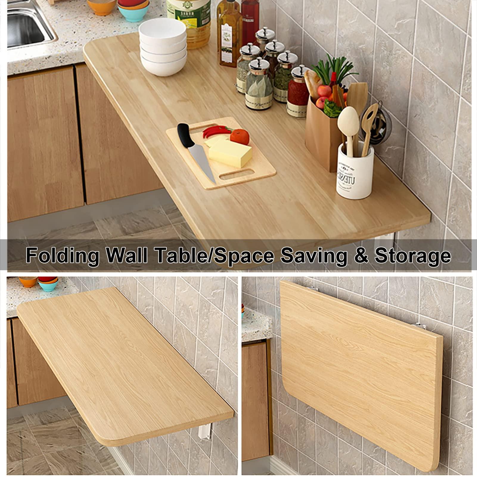 HARELA HARELA 1\"(2.5cm) Thick Folding Wall-Mounted Drop-Leaf Table/Laundry Folding Table, Heavy Duty Folding Table for Home Office/Laundry Room/Kitchen (Color : White, Size : 19.7 * 16in(50 * 40cm))