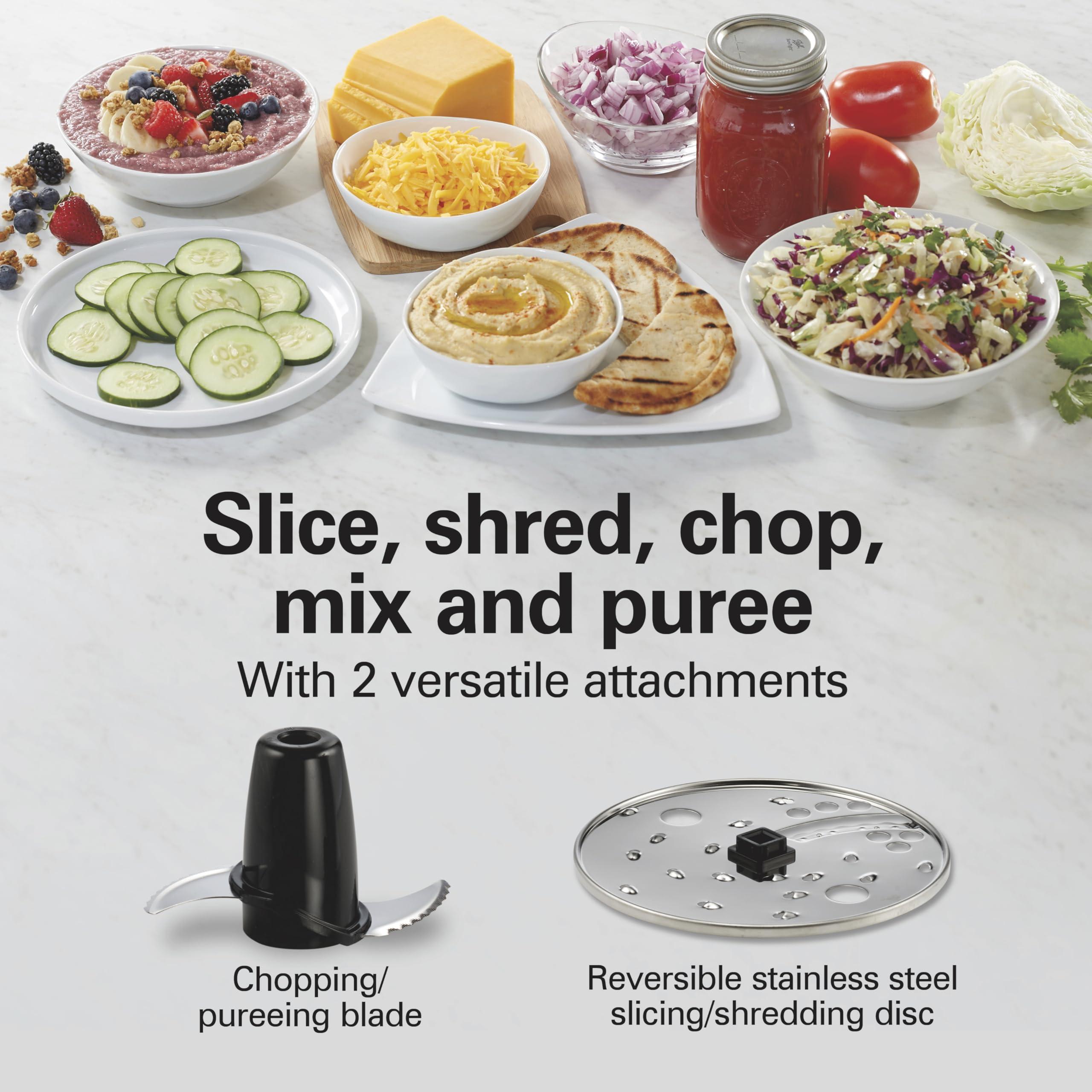 Hamilton Beach Hamilton Beach Food Processor & Vegetable Chopper for Slicing, Shredding, Mincing, and Puree, 10 Cups + Easy Clean Bowl Scraper, Black and Stainless Steel (70730)