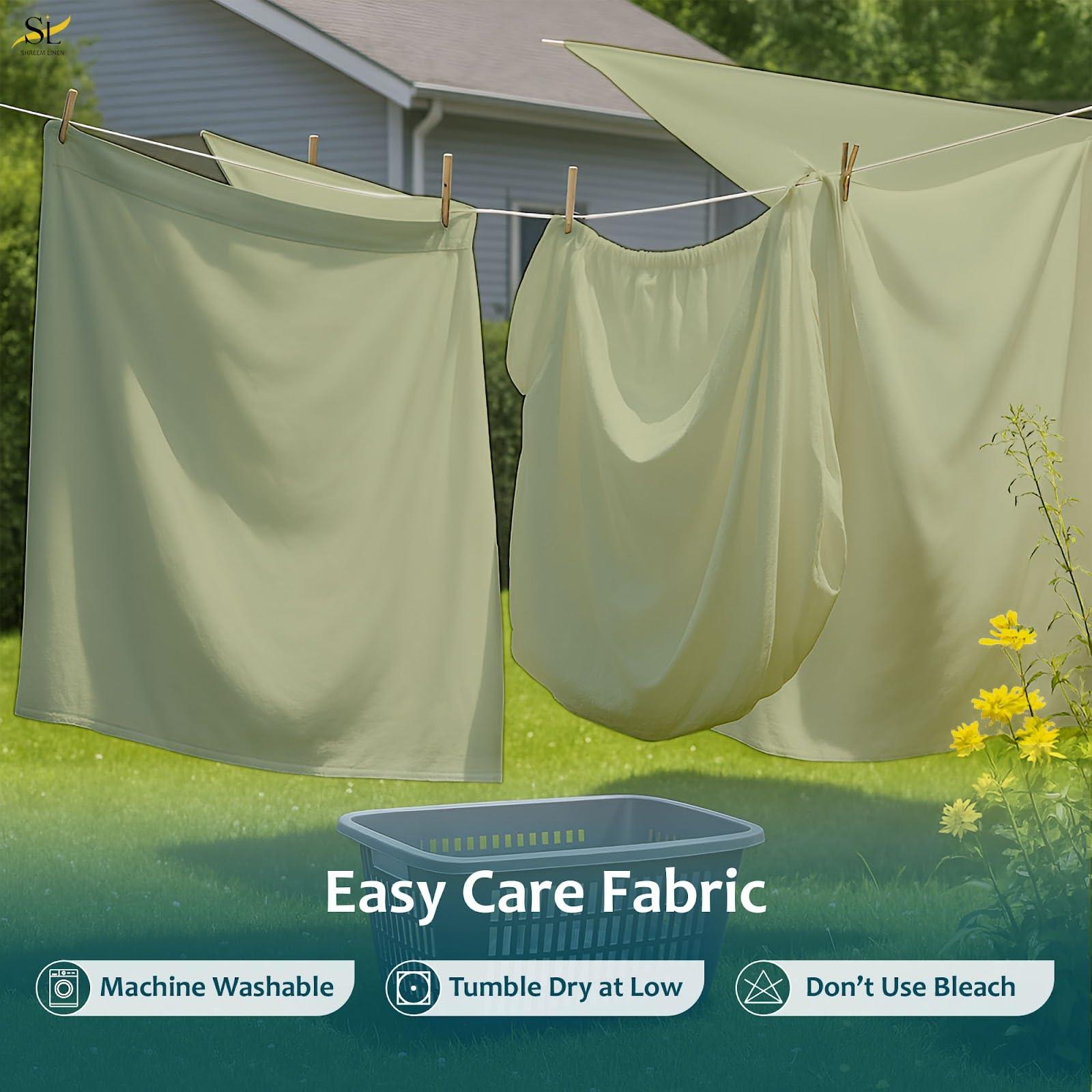 Shreem Linen Waterbed Sheets Queen Size Attached Waterbed Sheets 100% Egyptian Cotton 600-Thread Count 4 Piece Sheet Set 15\" Deep Pocket Attached Waterbed Sheet Set in Solid (Sage, Queen)