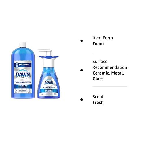 Dawn Dawn Platinum Erasing Dish Foam, Dishwashing Soap Pump And Refill Fresh Rapids Scent Kit
