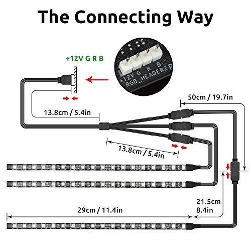 Speclux Speclux PC RGB Strip - 3pcs 5050 Magnetic PC LED Strip, Computer Case LED Light Strips for M/B with 12v 4pin RGB Header Compatible with Asus Aura Asrock RGB Led Gigabyte RGB Fusion MSI Mystic Light