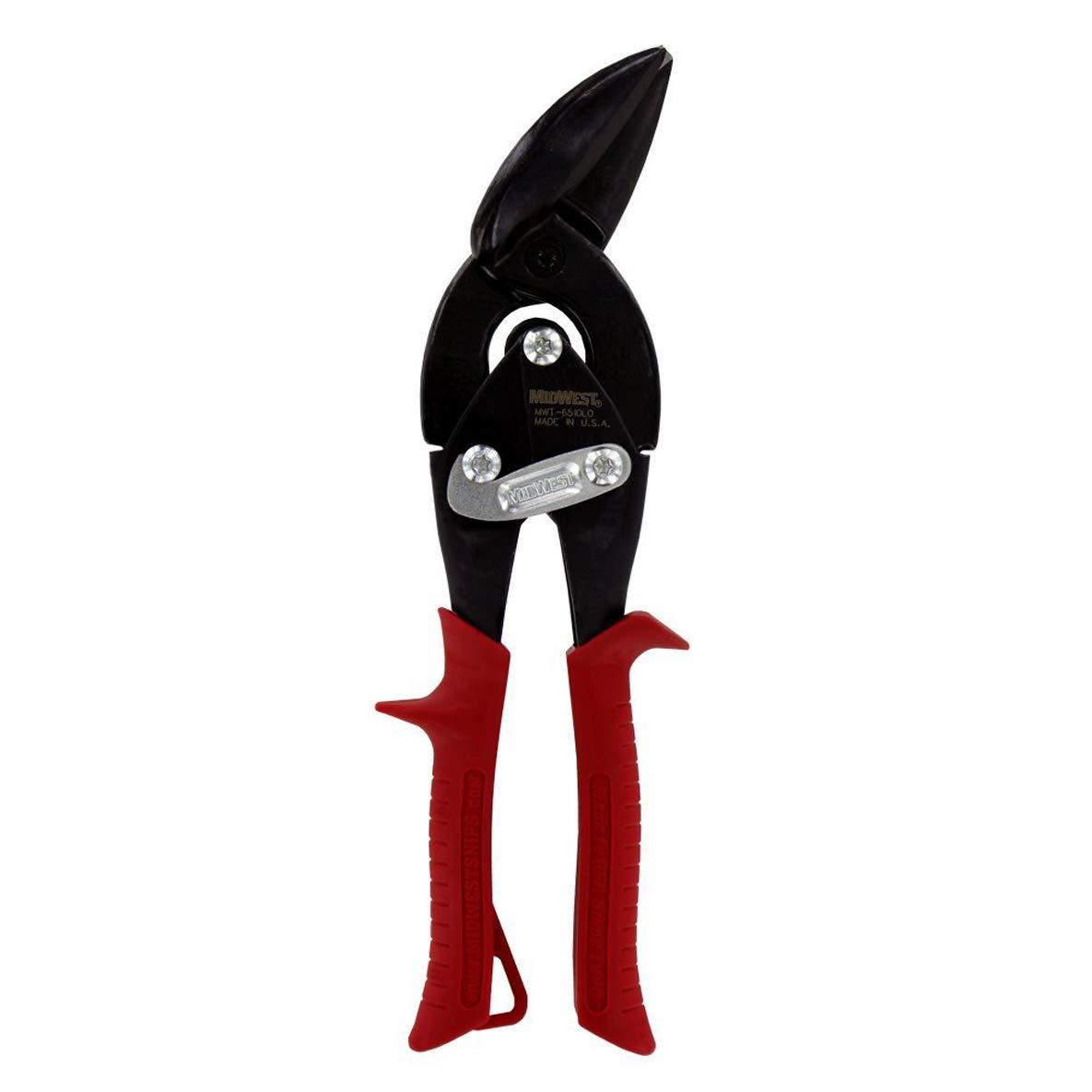 Midwest Tool & Cutlery MIDWEST Blackout Series Aviation Snip - Left Cut Offset Tin Cutting Shears with Forged Blade & KUSH\'N-POWER Comfort Grips - MWT-6510LO