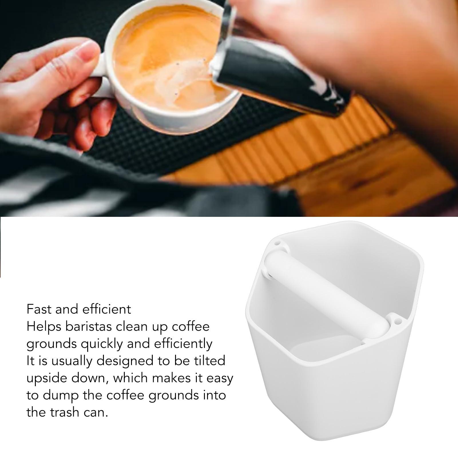 HERCHR Coffee Knock Box, Knock Box for Espresso Coffee Grounds Coffee Puck Knock Box Espresso Knock Box Knock Box Drawer(White)