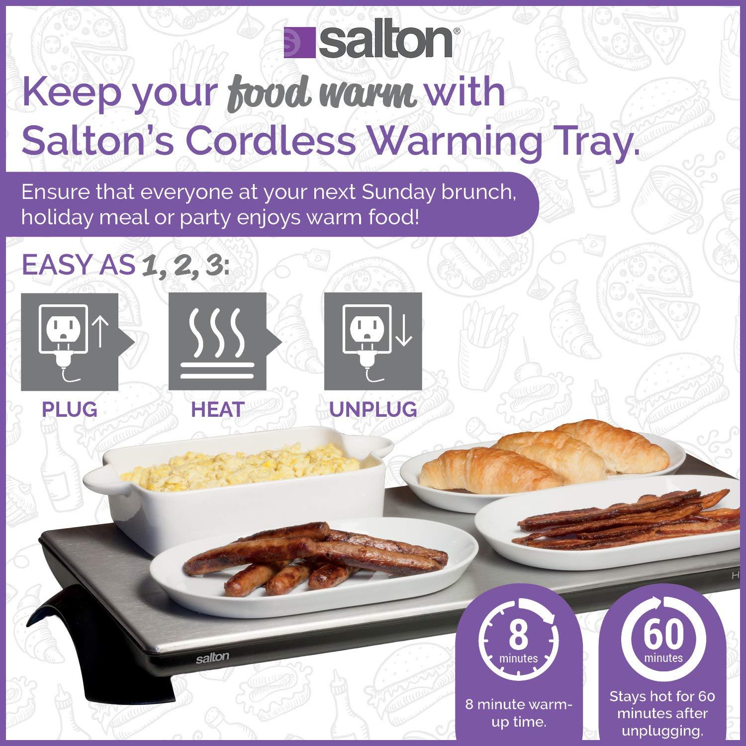 Salton Cordless Warming Tray by Salton | Large Electric Hot Plate | Cooking, Serving & Warming Tray | 23-3/4” x 11-3/4” Hot Plate