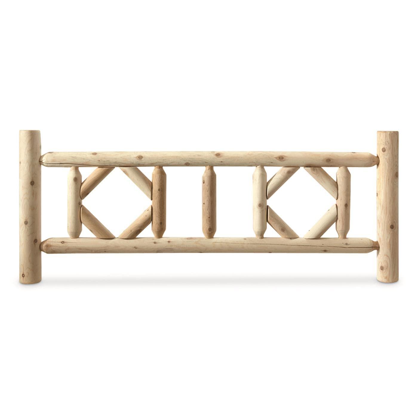 CASTLECREEK CASTLECREEK Diamond Cedar Log Bed Frame, Rustic Natural Wood King Bed Frame with Headboard