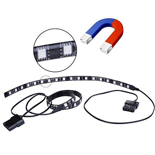 LEDdess DS LED Light Strip RED Computer Lighting with Magnetic for PC Case Lighting Kit (2Pack,30CM, Molex Connector, S Series)