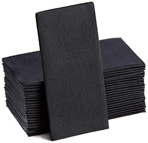 Moyes Home Black Paper Napkins | Linen Feel Guest Disposable Cloth Like Dinner Napkins | Hand Towels | Soft, Absorbent, Paper Hand Napkins for Kitchen, Bathroom, Parties, Weddings, Dinners Or Events | 50 Pack