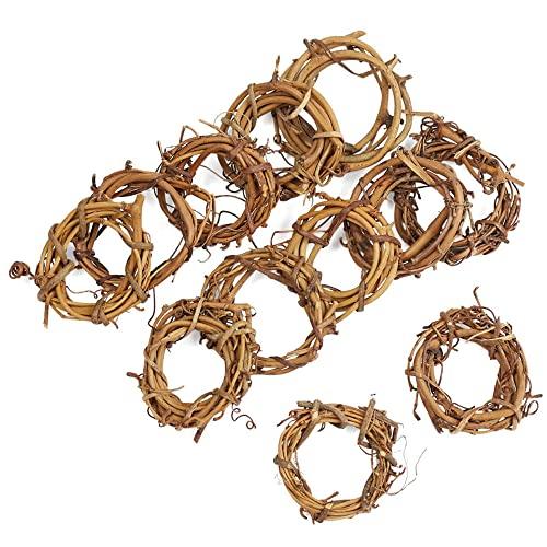 Factory Direct Craft Pack of 12 Mini Grapevine Wreaths - Miniature Natural Dried Vine Twig Rings for Napkin Rings, Tiny Crafts, and DIY Decorations by Factory Direct Craft (2 inch diam)