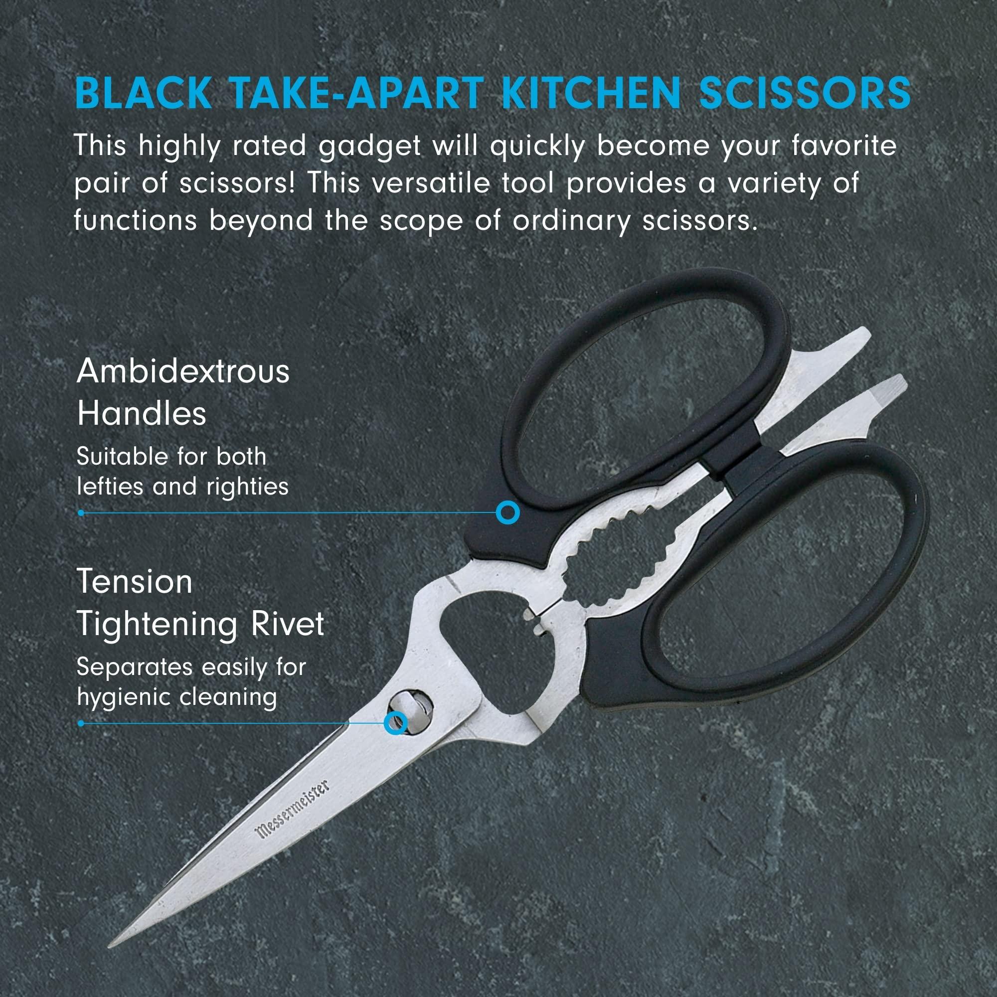 Messermeister Messermeister 8-Inch Take-Apart Kitchen Scissors, Black - Includes Screwdriver, Nut Cracker, Jar Lid Opener/Gripper, Bottle Opener & Bone + Twig Cutter - Suitable for Lefties & Righties