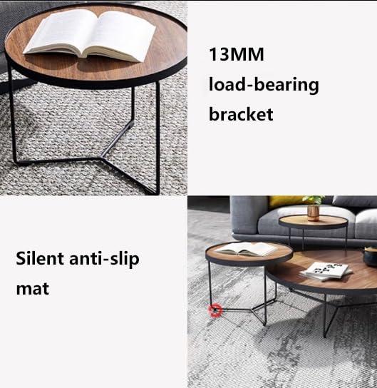 Torzk Torzk Stackable Design Modern Round Coffee Table Set of 1/2/3, Industrial Small Nesting Side Tables with Metal Frame for Couch Living Room, Bedroom, Office (Size : 1set 80+60+50cm)