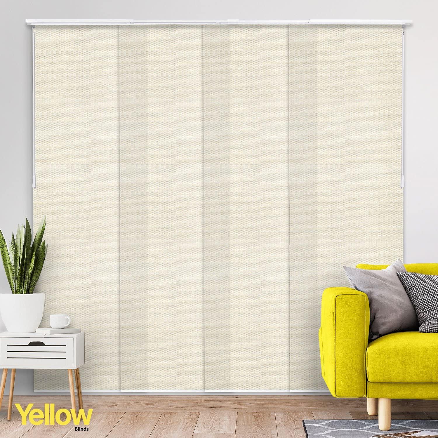 YELLOW BLINDS Adjustable Panel Track Blinds for Sliding Glass Door, 46"-86" W x 0-96" H, Trimmable Vertical Blinds for Patio Doors, Open Spaces and Room Dividers, Light Filtering, Wilshire Beige, by YELLOW BLINDS