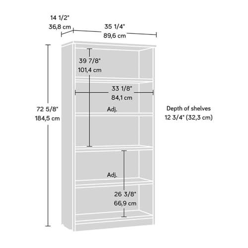 Pemberly Row Pemberly Row Engineered Wood 5-Shelf Bookcase in Classic Cherry
