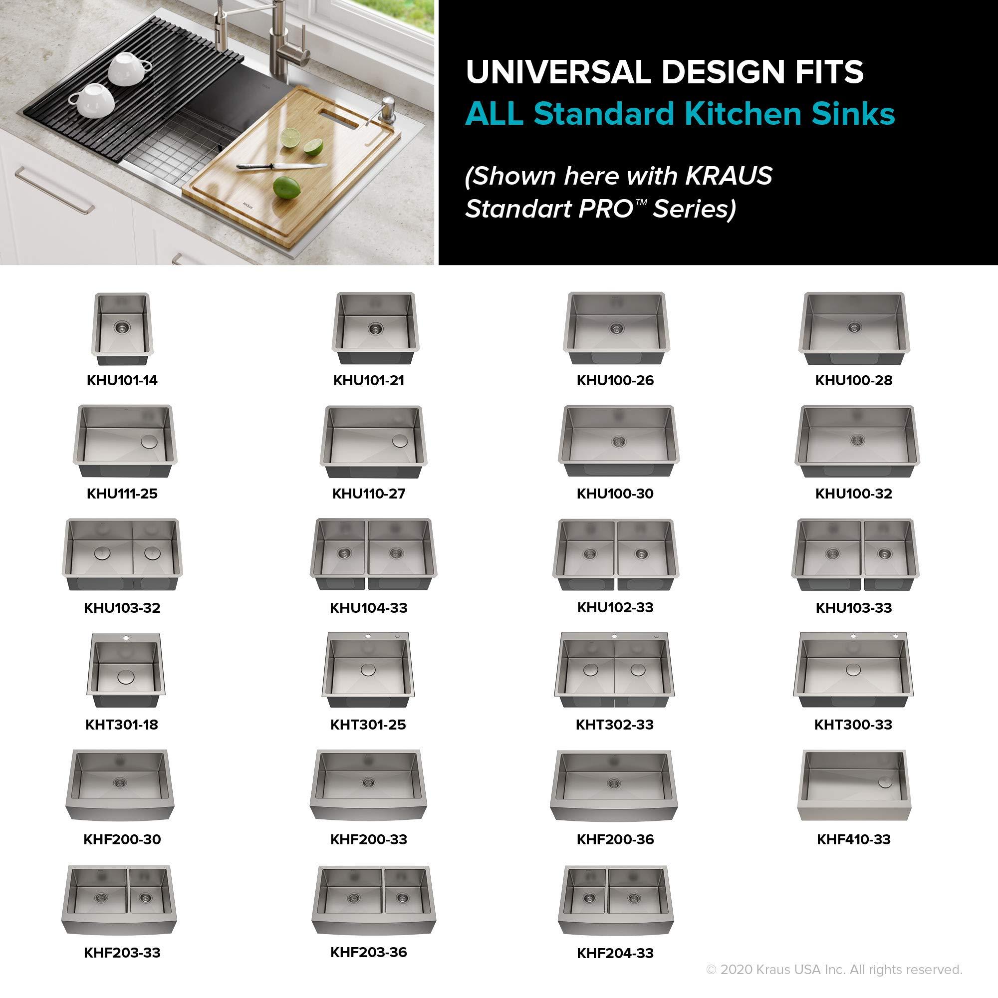 Kraus Kraus Multipurpose Over-Sink Roll-Up Dish Drying Rack, Colander and Trivet in Light Grey, KRM-10GREY