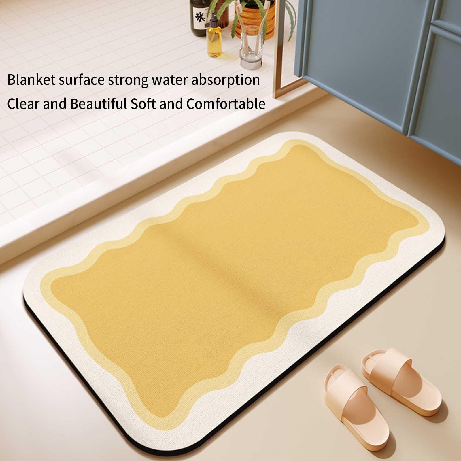 JUSHZ JUSHZ Bath Mat Quick Dry Bathroom Mat Bath Mats for Bathroom Washable Super Absorbent Bathmat Diatomite Rug Absorbent Quick-Drying Floor Mat Wear-Resistant Soft Double-Sided Non Slip (7,60x90cm)