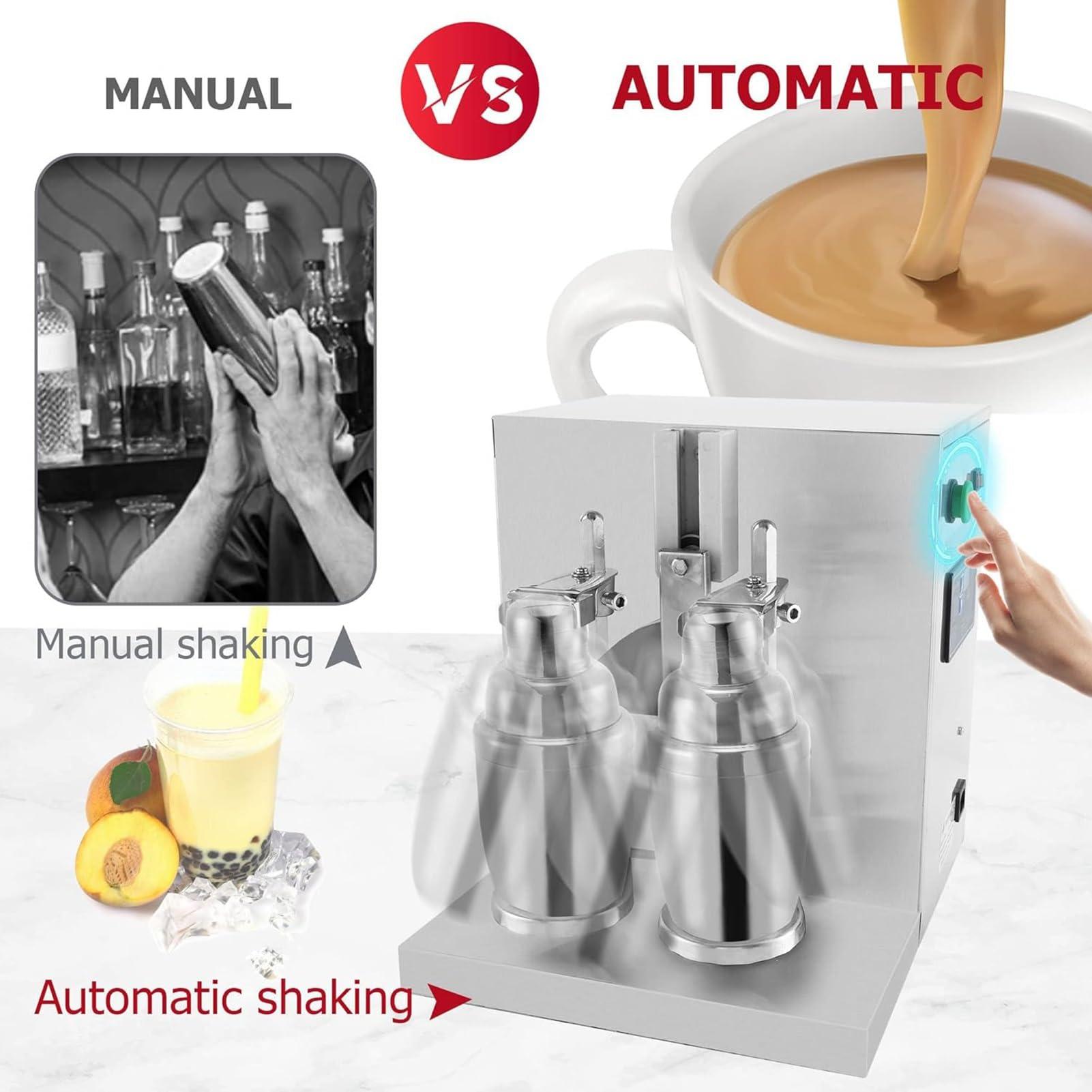 ErnZi Automatic Milk Tea Shaker Machine 360 Electric Double Head Milk Tea Shaking Machine 350ml-700ml Drink Mixer for Bubble Tea Boba Tea Juice Coffee Milk Wine Cocktail