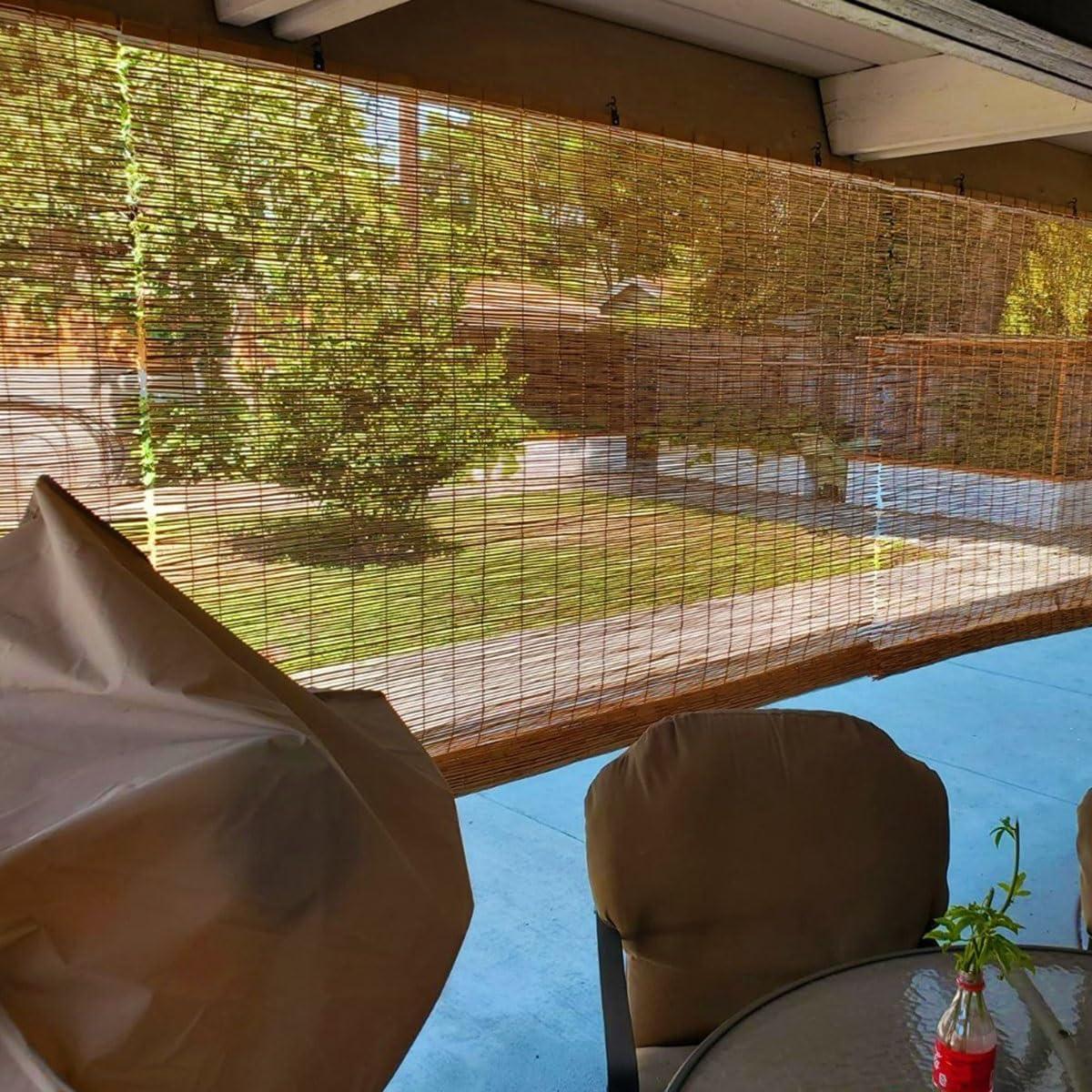 VELLOW Bamboo Blinds for Windows, Bamboo Roman Roll Up Shades for Indoor/outdoor Patio, Light Filtering Bamboo Shades Privacy Screen Woven Blackout Curtains Cordless 48 60 64 66 72 84 96in High (Size : 48"