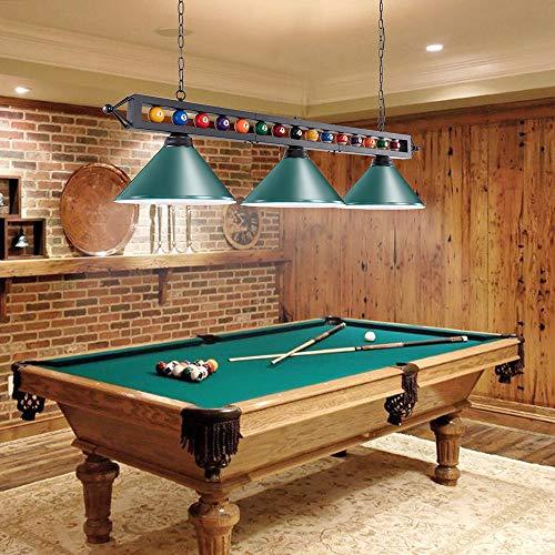 Wellmet Wellmet 59" Pool Table Light, 3 Lights Hanging Pool Table Lighting, Adjustable Billiard Lights for 7ft 8ft 9ft Pool Billiard Table, Bar Table, Green