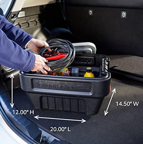 Rubbermaid Rubbermaid ActionPacker 8 Gal Lockable Storage Box Pack of 4, Outdoor, Industrial, Rugged, Grey and Black