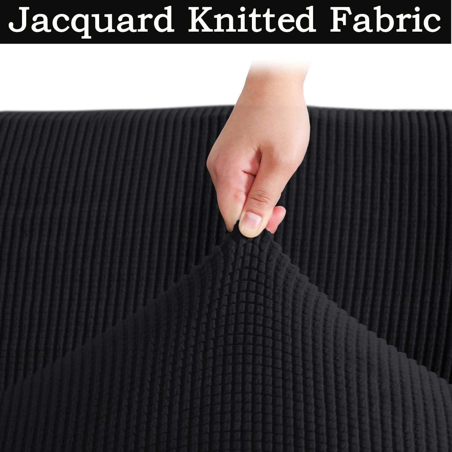 N\A 2 Piece T Cushion Sofa Slipcovers Thick Couch Cover Furniture Protector Stretch T Cushion Sofa Covers for 1 Cushion Couch with 1 Individual T Cushion Covers Washable (Black, Chair), LJX