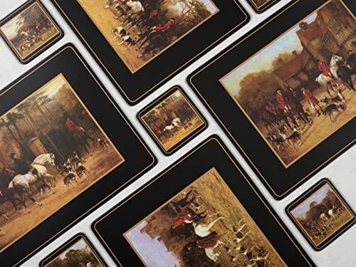 Pimpernel Pimpernel Tally Ho Collection Placemats | Set of 4 | Heat Resistant Mats | Cork-Backed Board | Hard Placemat Set for Dining Table | Measures 15.7” x 11.7”