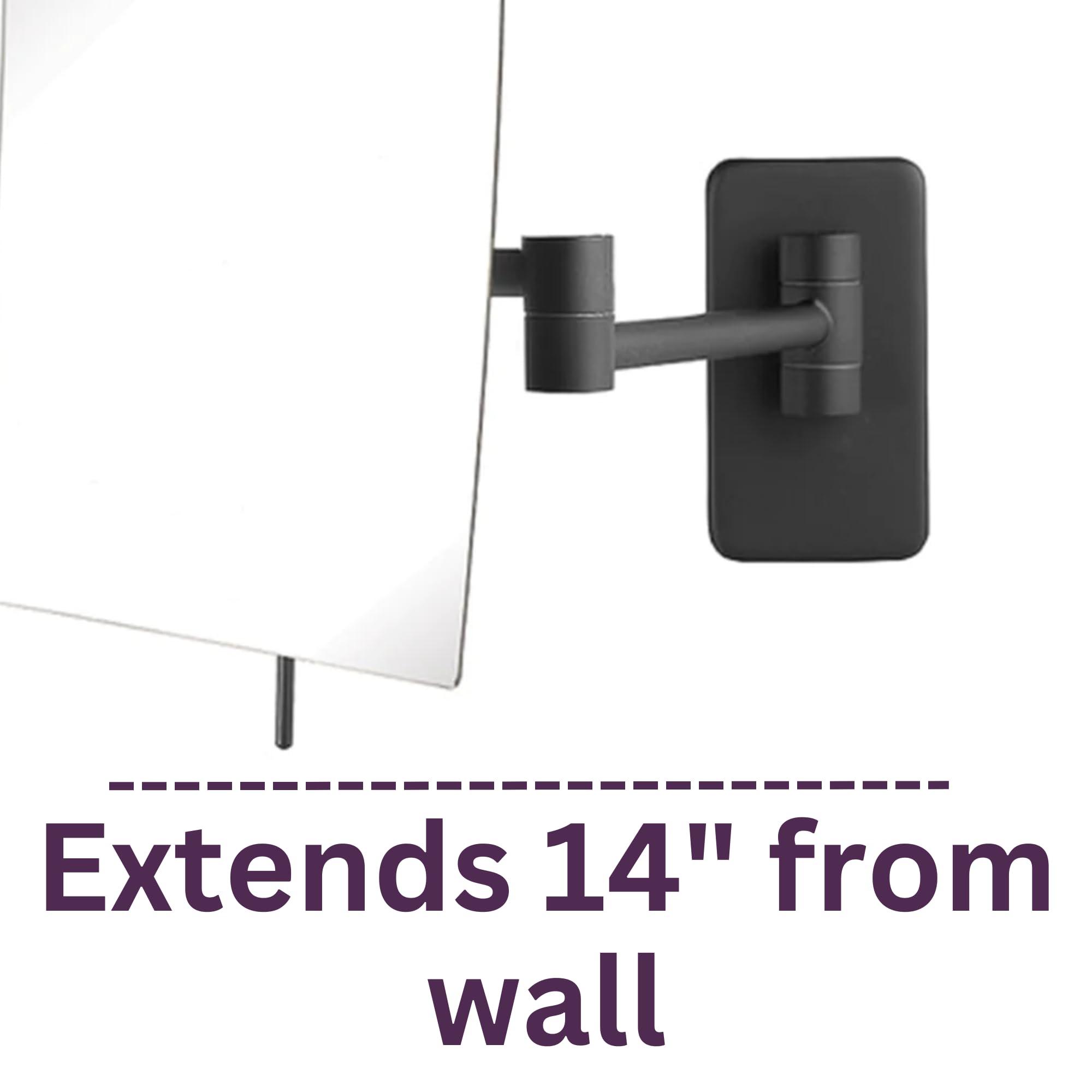 JERDON JERDON Wall Mount Makeup Mirror with 5X Magnification - 8.75 x 6.5 Rectangular Mirror Extends 14 Black Finish Model JP695BK