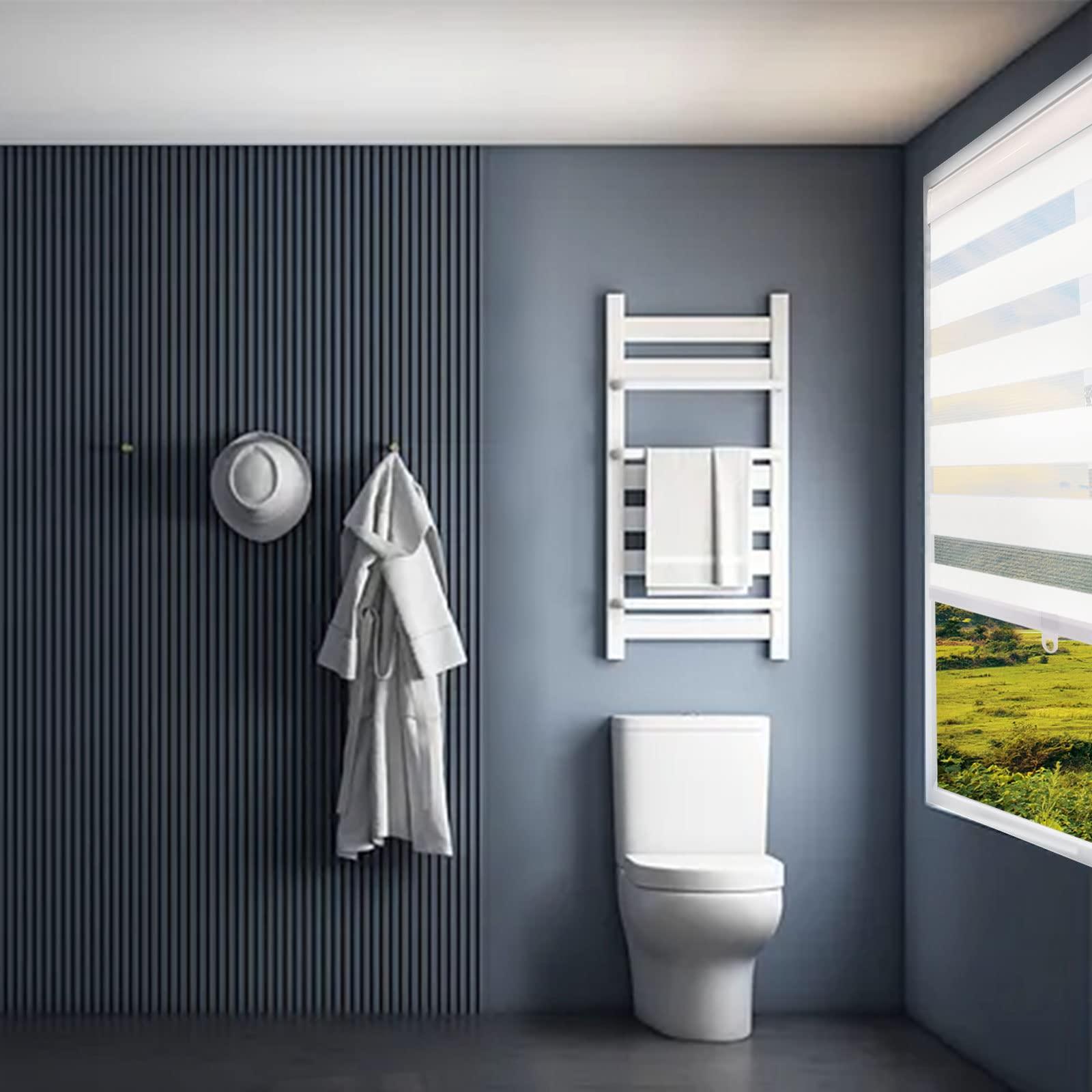 Amingrui Customized Cordless Zebra Blinds Horizontal Window Blinds and Shades Dual Layer Roller Shades, Sheer or Privacy Light Control [Black-25 W x 36" H]