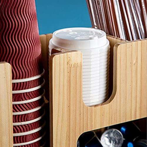 SwePer SwePer Coffee Condiment Organizer, Cup, Lid Holder, Coffee Station Organizer, 6 Compartments Condiment Rack Breakroom Accessories Caddy for Snack, Tea Bags, Disposable Cups,Stainless Steel Rack (Colo