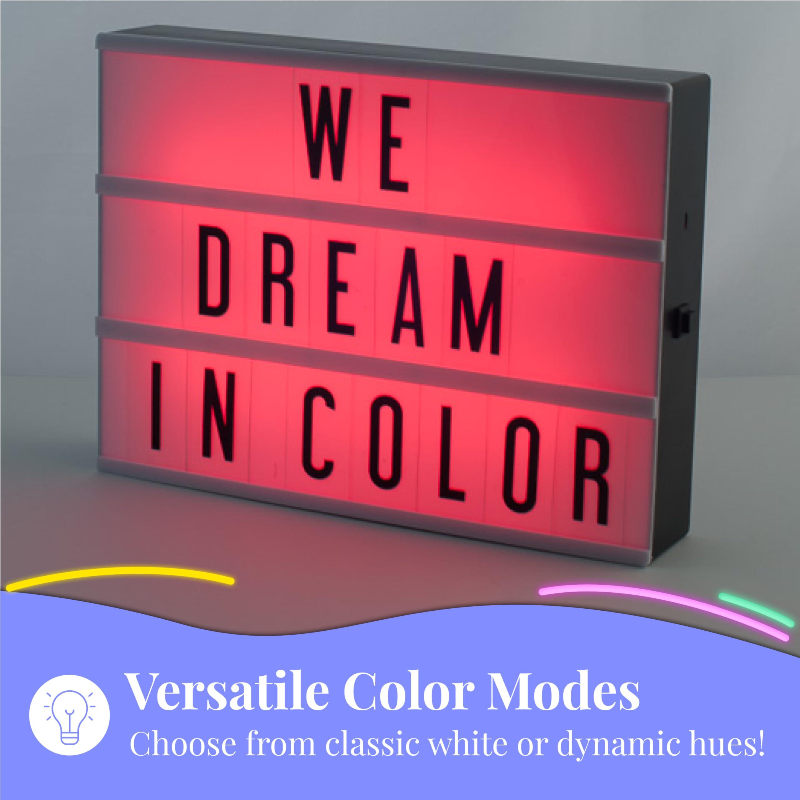 My Cinema Lightbox My Cinema Lightbox Cinema Light Box Letter Board - 12x9-Inch Light Up Signs with 100 Letters, Numbers, and Symbols - Neon Sign with White LED, RGB, and Color Freeze Mode for Home Decor