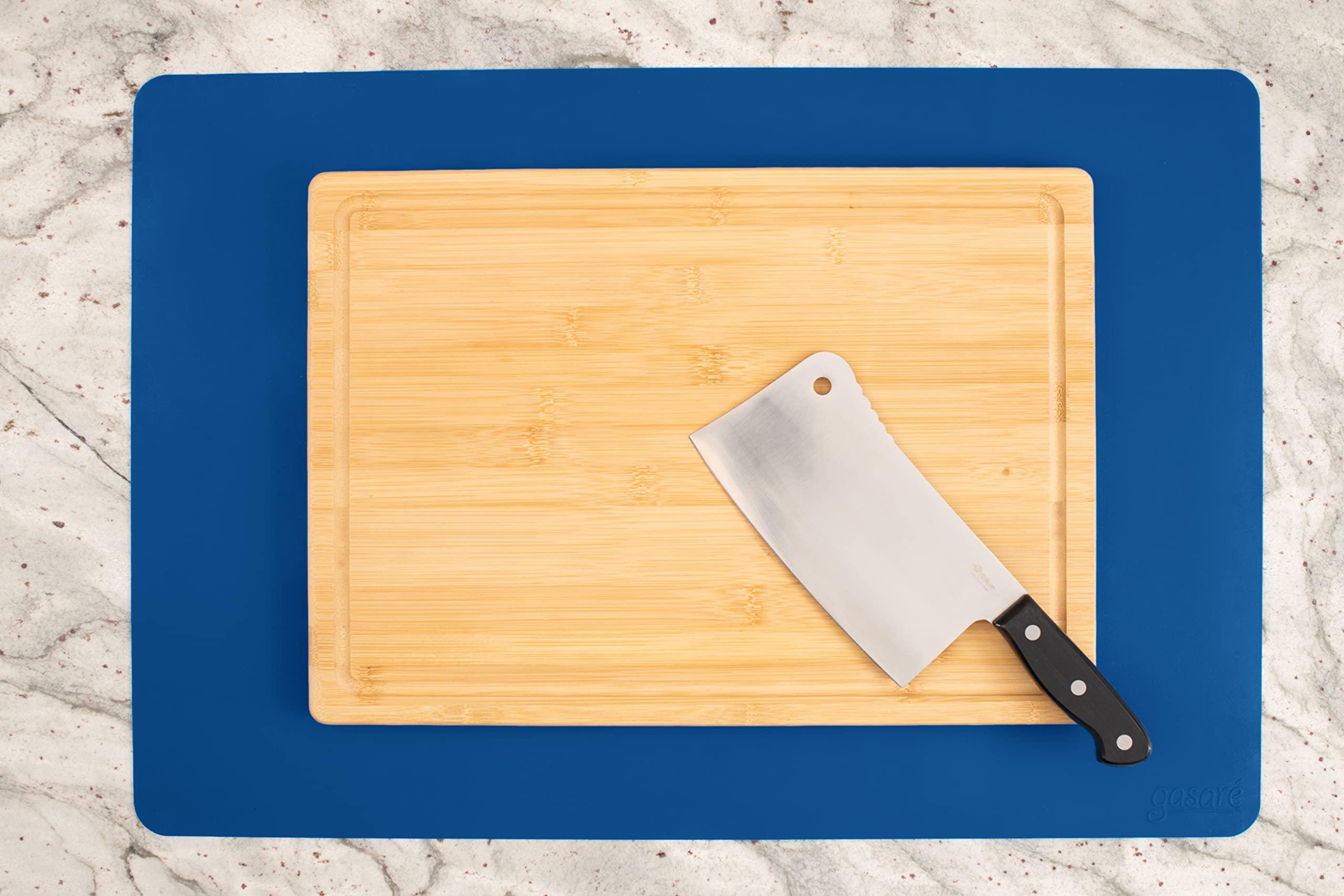 gasare gasar, Set of 2, Extra Large, Thick, Silicone Mats for Kitchen Counter, Heat Resistant Mats, Countertop Protector, Non-Slip, Easy to Clean, 25 x 17 Inches x 1.4mm, Blue