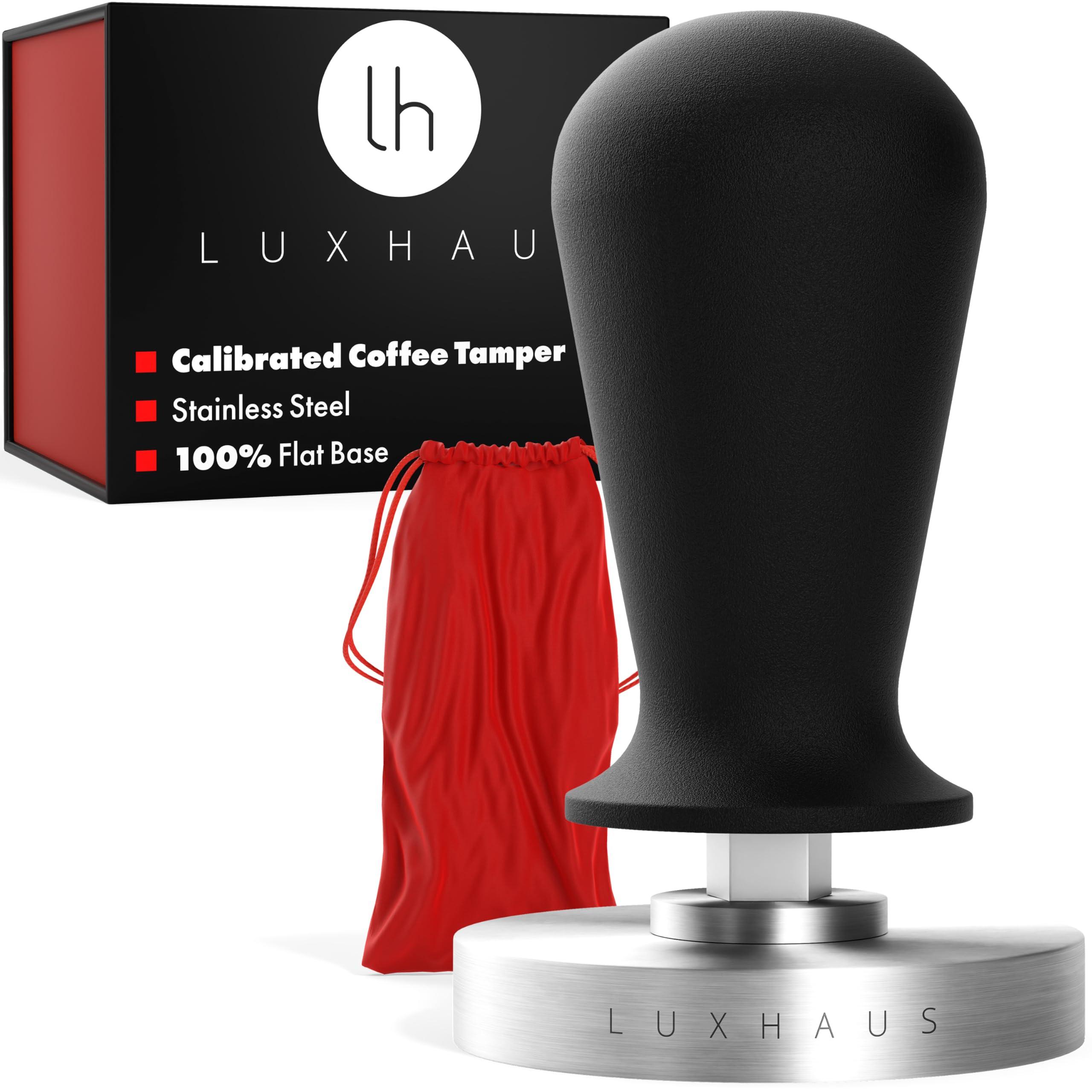 LUXHAUS LuxHaus Espresso Tamper - 53mm Calibrated Coffee Tamper for Espresso Machine with Spring Loaded 100% Flat Stainless Steel Base