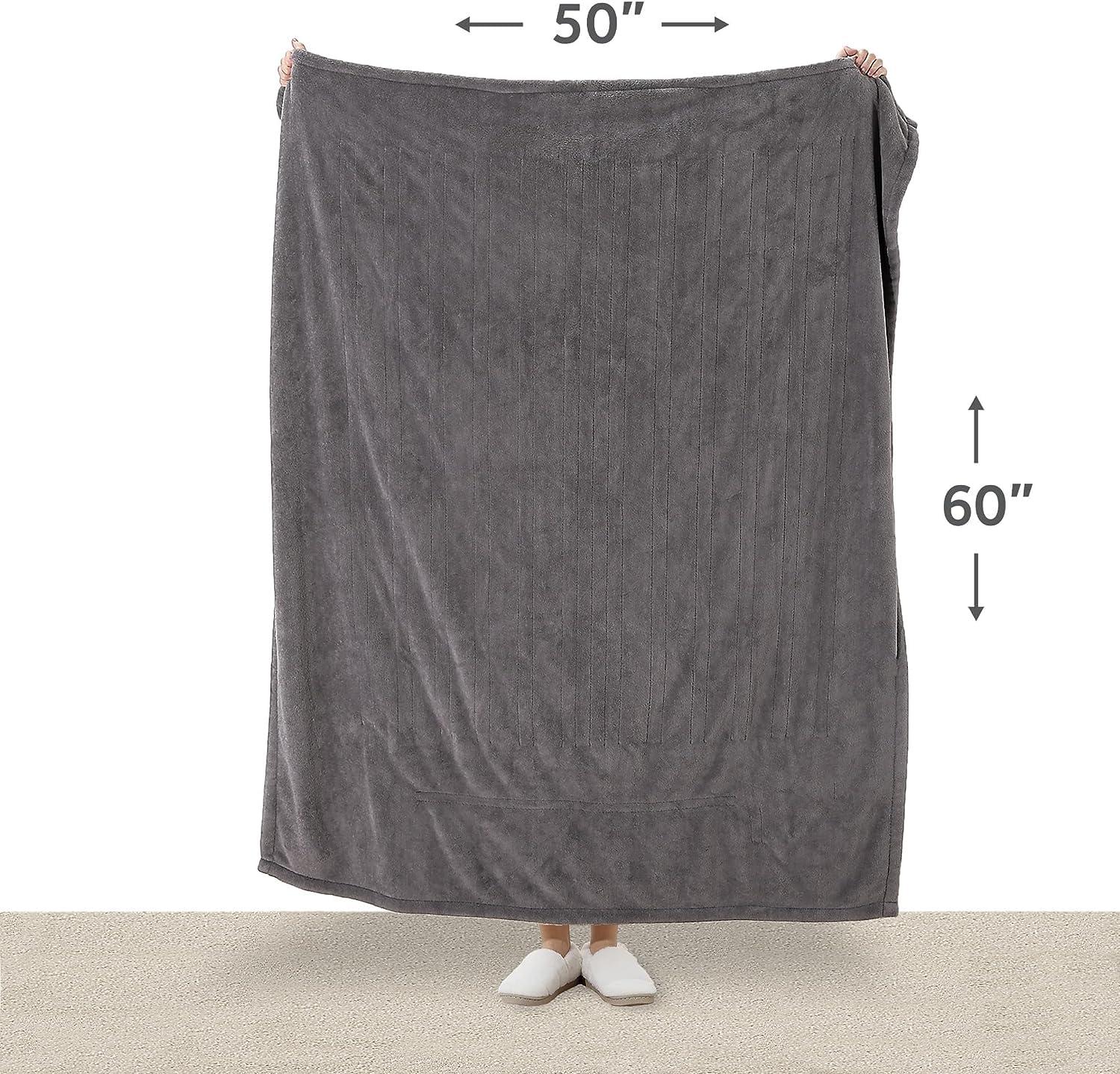 Sunbeam Sunbeam Royal Luxe Dove Grey Heated Personal Throw Blanket Cozy-Warm Adjustable Heat Settings