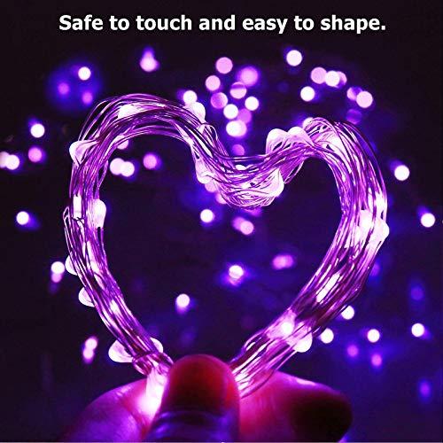 RUICHEN RUICHEN Dimmable Purple Fairy Lights Plug in, Super Long 165 Ft 500 LED Twinkle String Lights with Remote, Waterproof Silver Wire Lights for Christmas Halloween Party Bedroom Patio Garden