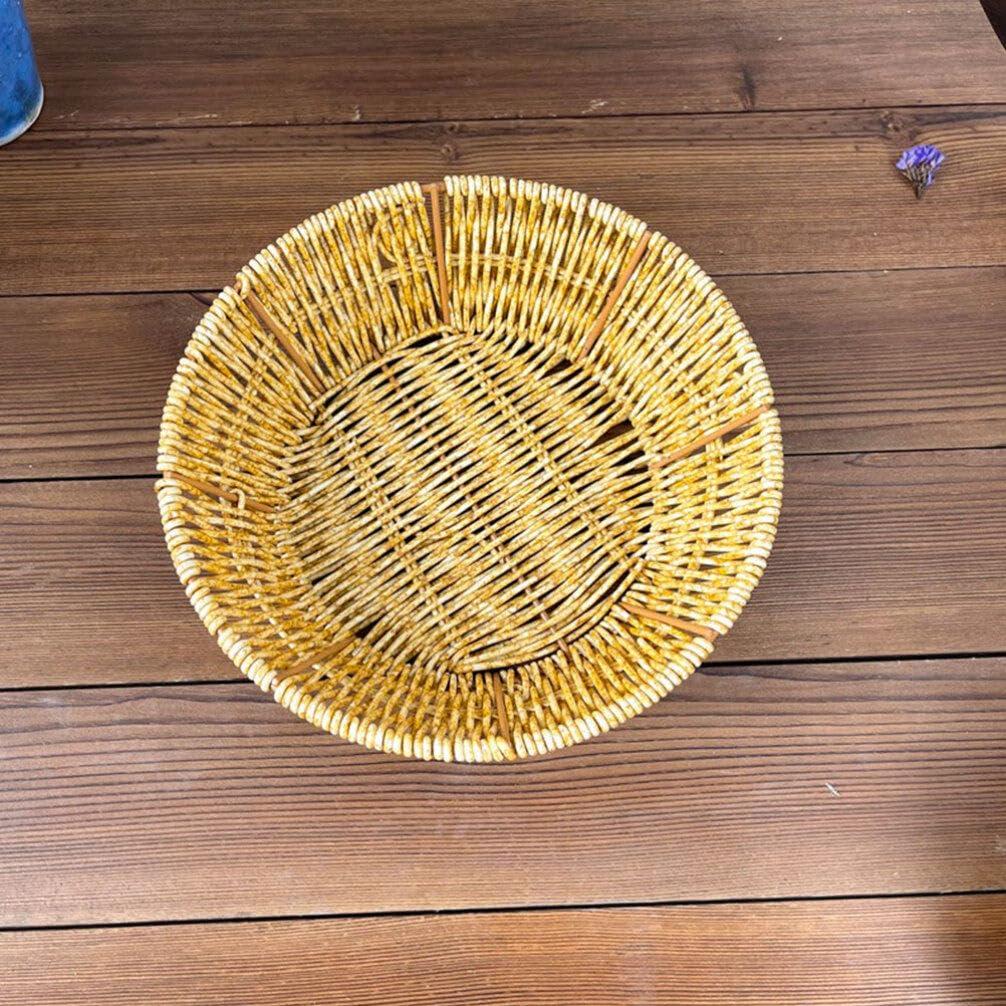 VOSAREA VOSAREA Woven Fruit Basket Rattan Storage Basket Wicker Bowl Seagrass Trays Plastic Orange Snacks Storage Plate for Fruits Vegetables Snacks Kitchen Restaurant