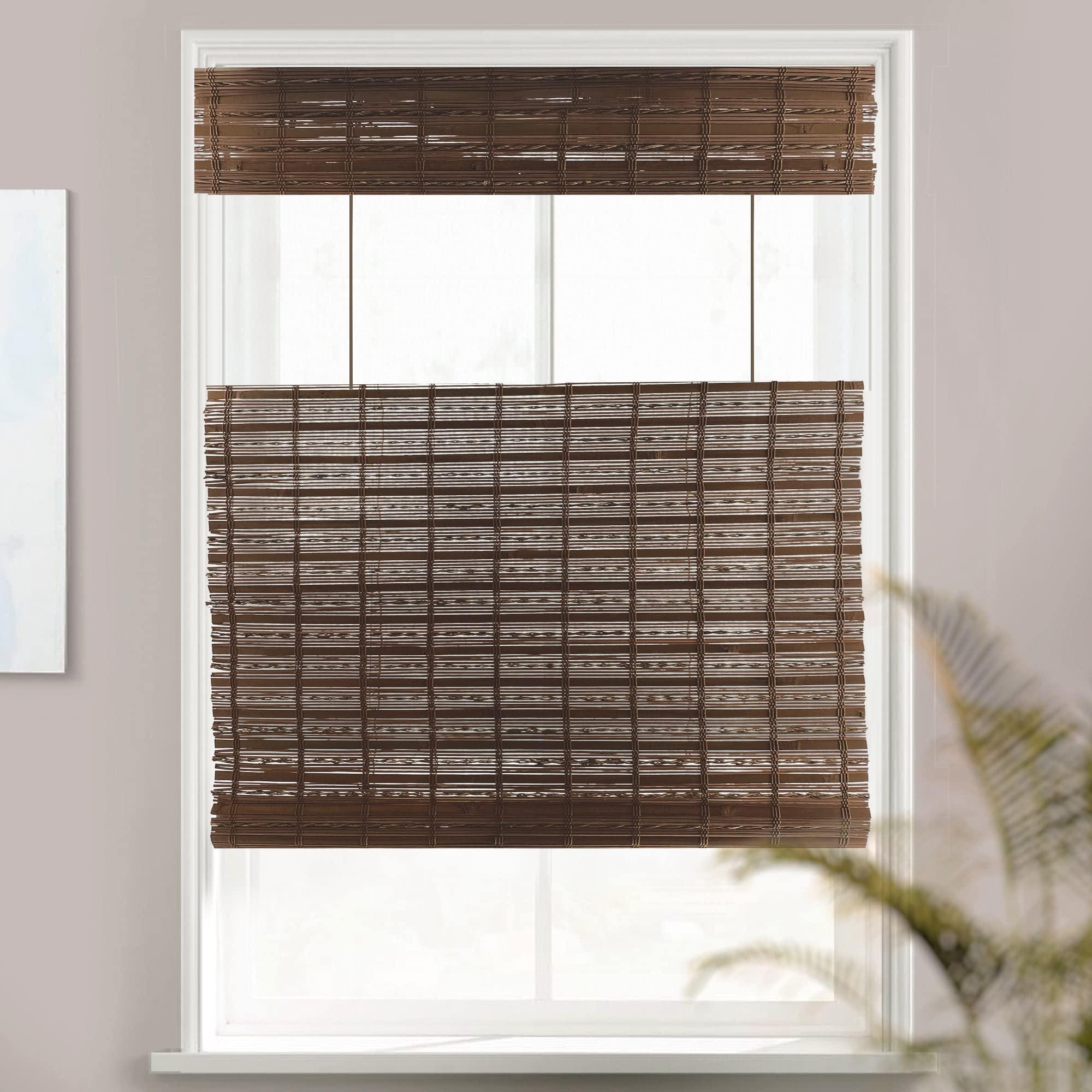 Mood MOOD Custom Bamboo Shades | Twirl | Top Down Bottom Up Cordless | Bamboo Roman Shades for Windows and Doors (Natural Woven) | Rendezvous Twirl (Sheer) | 38.5" W x 72" H