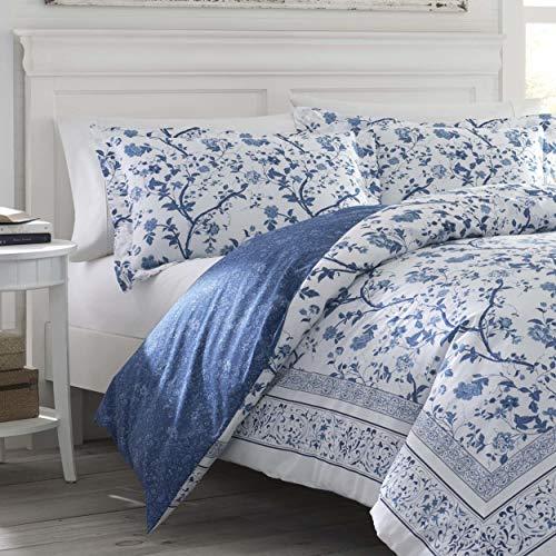 Laura Ashley Laura Ashley Home - Twin Comforter Set, Cotton Bedding with Matching Sham & Bed Skirt, Stylish Home Decor (Charlotte Blue, Twin)
