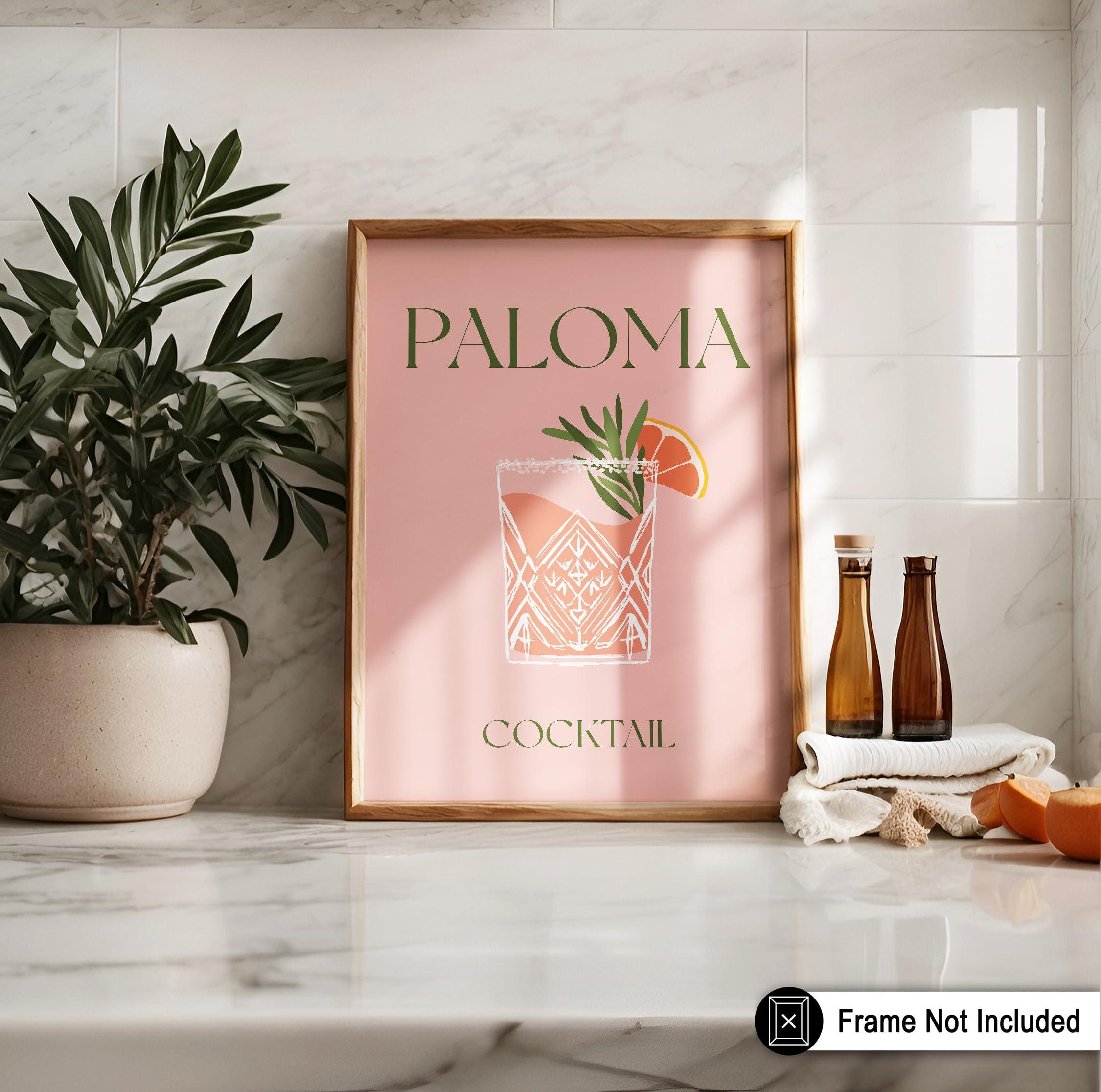 Poster Master Poster Master Paloma Poster - Retro Cocktail Print - Alcohol Art - Bartender Art - Bar Cart Art - Food & Drink Art - Kitchen Art - Chic Boho Art - Bar or Restaurant Decor - 16x20 UNFRAMED Wall Art