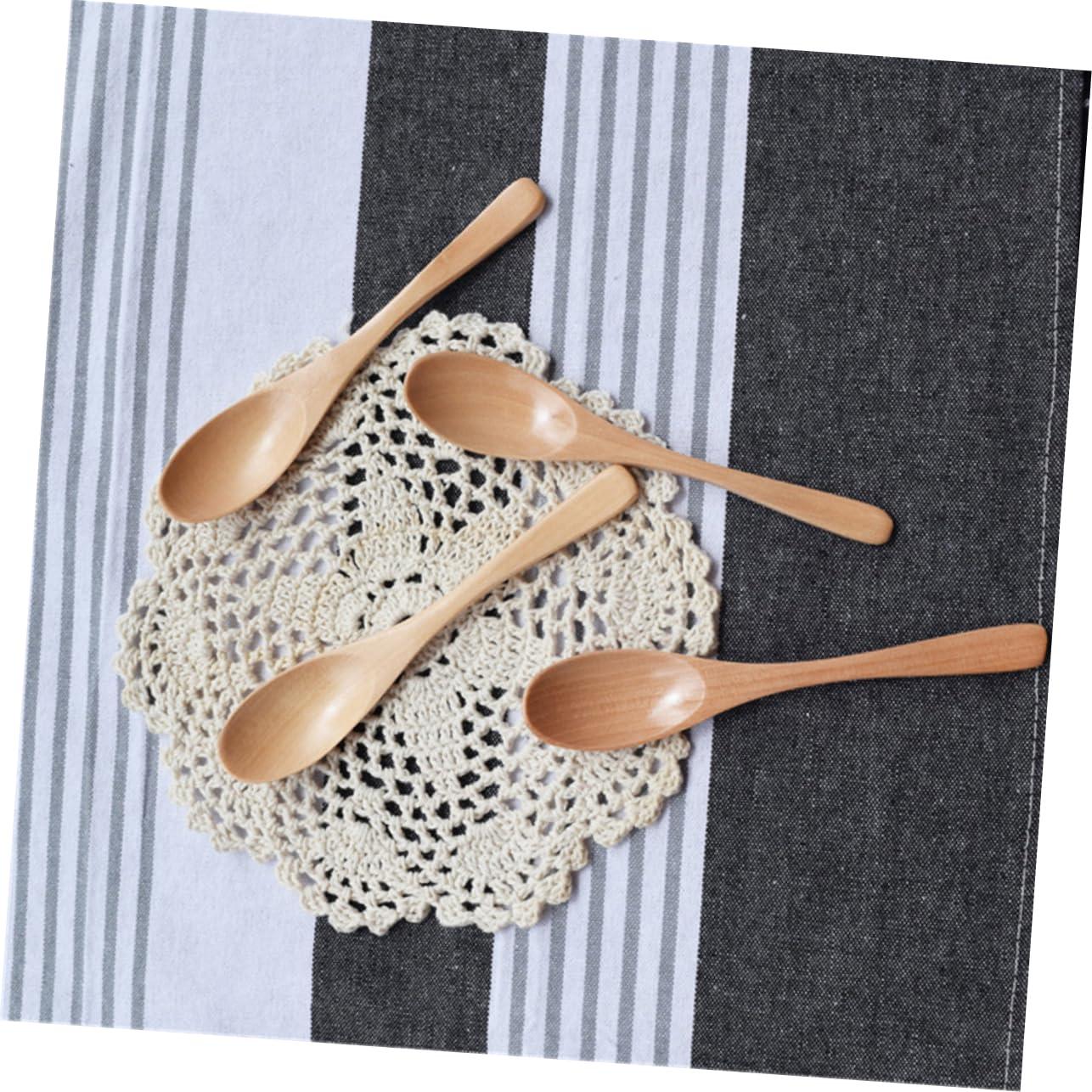 VILLCASE VILLCASE 6PCS Kids Wooden Spoons Mini Oval Spoon Set Reusable and Smooth Texture for Jam Condiments Soup Kids Ware