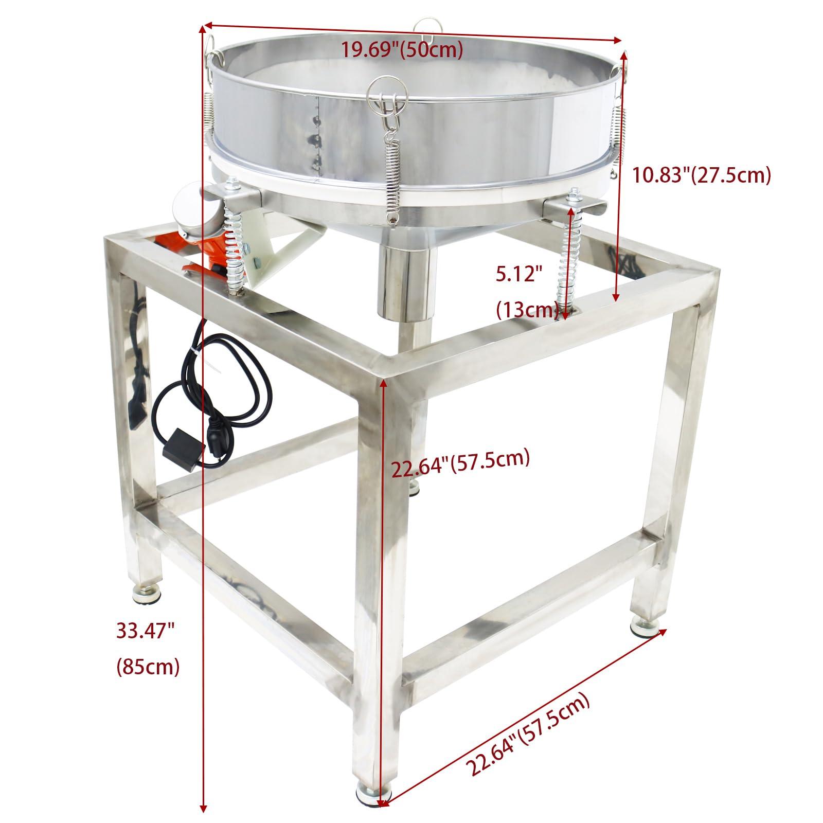 INTSUPERMAI INTSUPERMAI Powder Shaker Electric Sieve Vibrating Screen with 40 and 100 Mesh Screen Stainless Steel Electric Sifter Shaker Machine 110V 19.6 inch