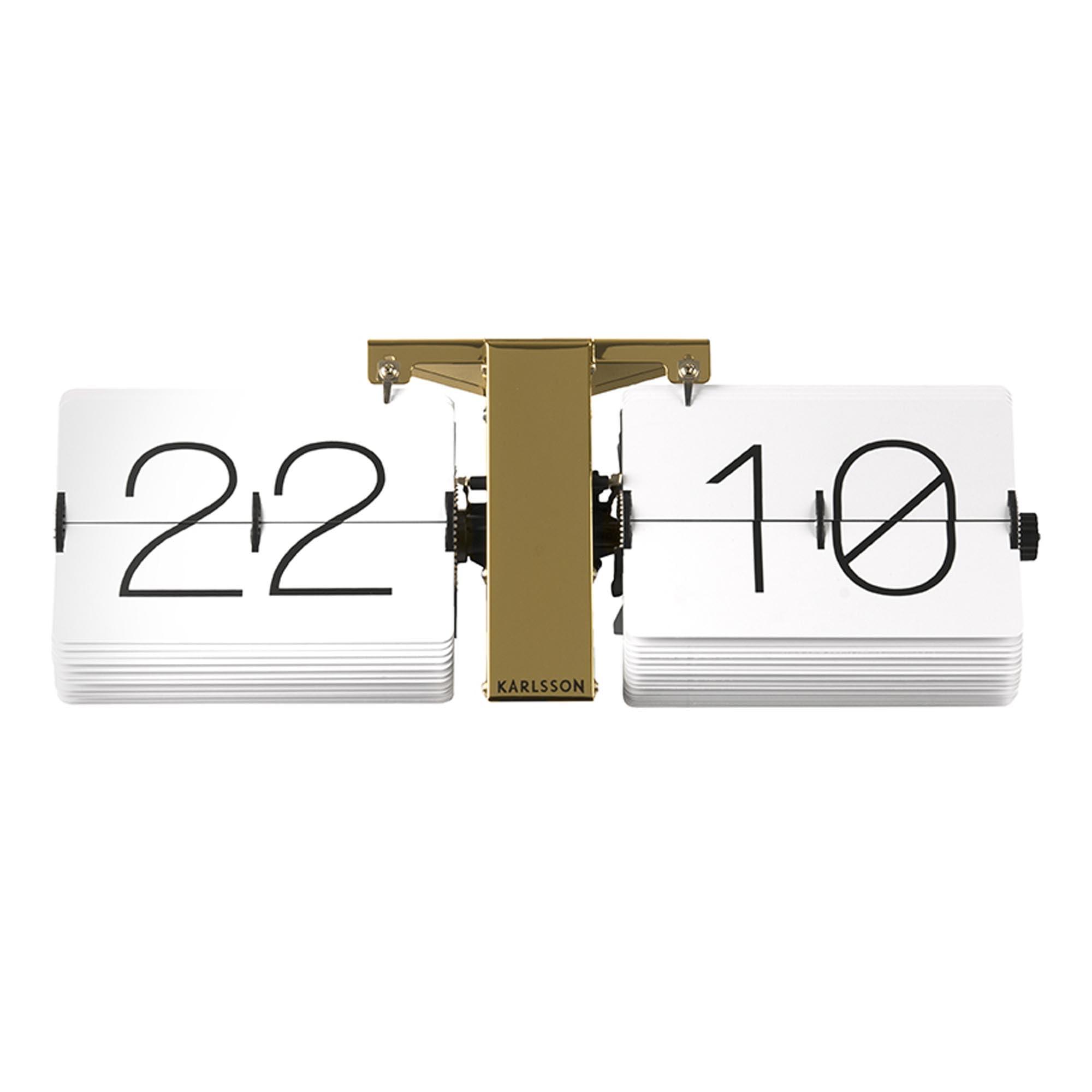 Karlsson Karlsson Flip Clock No Case White, Brass Stand, Steel, 8.5 x 36 x 14 cm