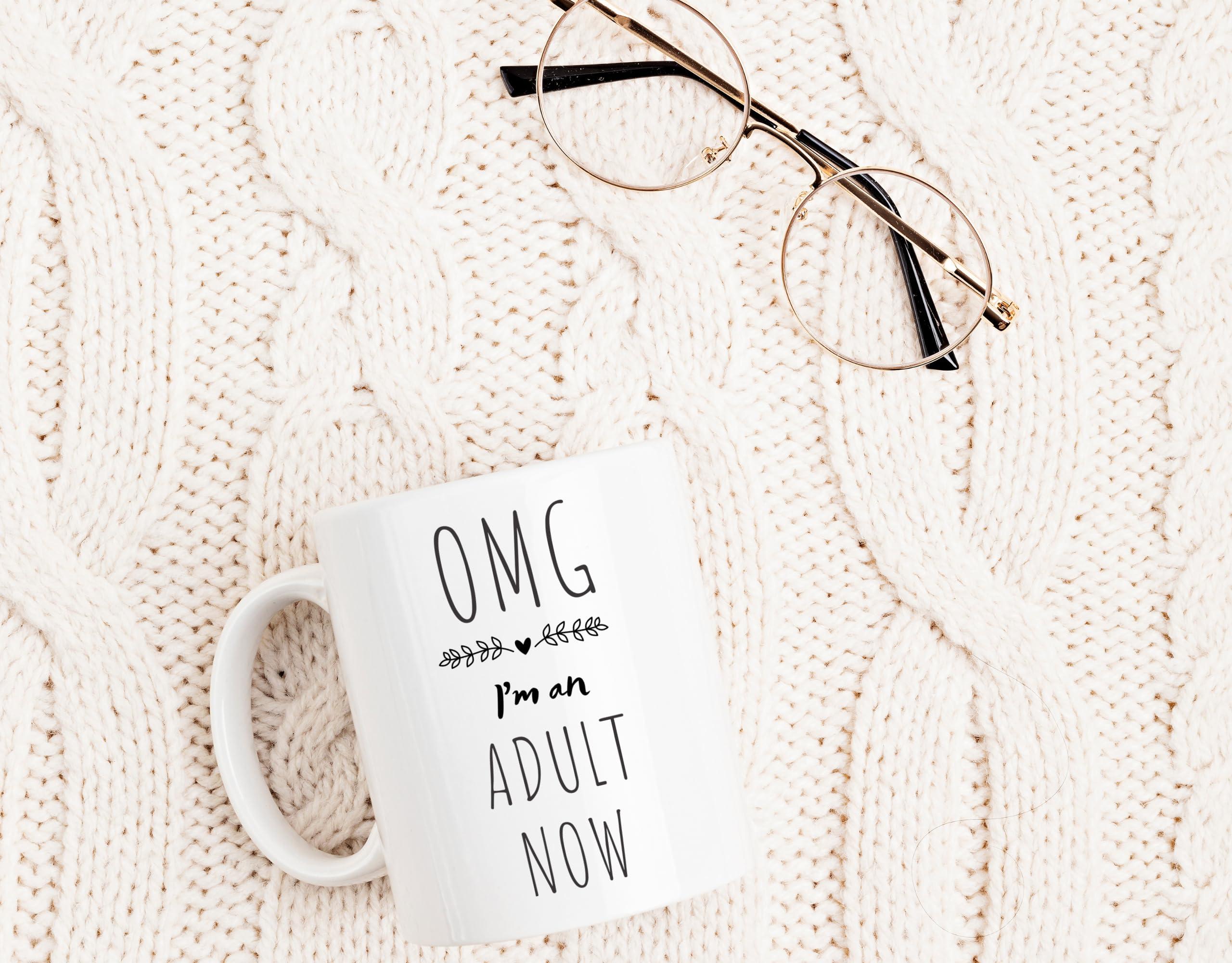 Generic Coffee Mug for 18th Birthday, OMG I\'m an Adult Now, Novelty Funny Mug, Gift for Son, Daughter, Grandchild, Hunour Present for Eighteenth