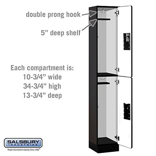 Salsbury Industries Salsbury Industries Double Tier Designer Wood Locker, Black, 6\' 1\" x 15\"